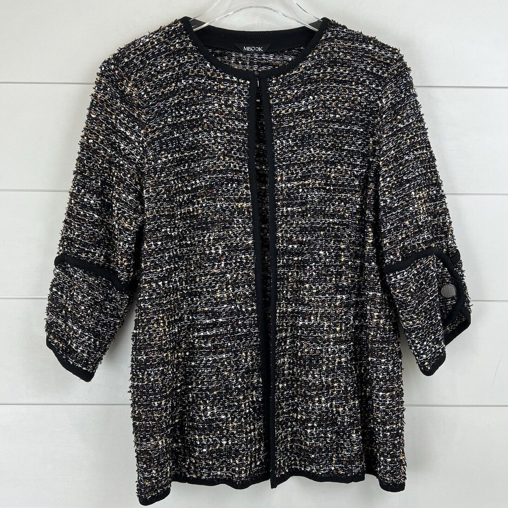 Misook Boucle Tweed Cardigan Jacket Knit Career Professional women‎ large